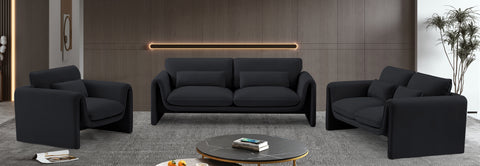 Bellamy 86" Black Velvet Upholstered Sofa, 1 Piece