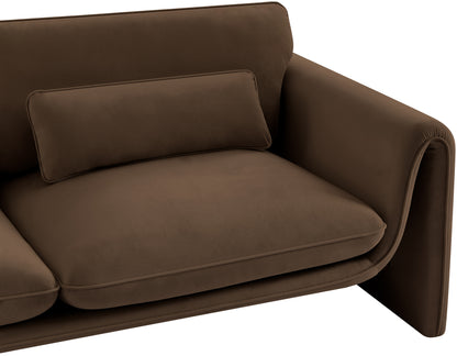 Encore Brown Velvet Fabric Loveseat L