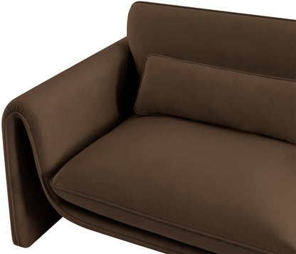 Encore Brown Velvet Fabric Loveseat L