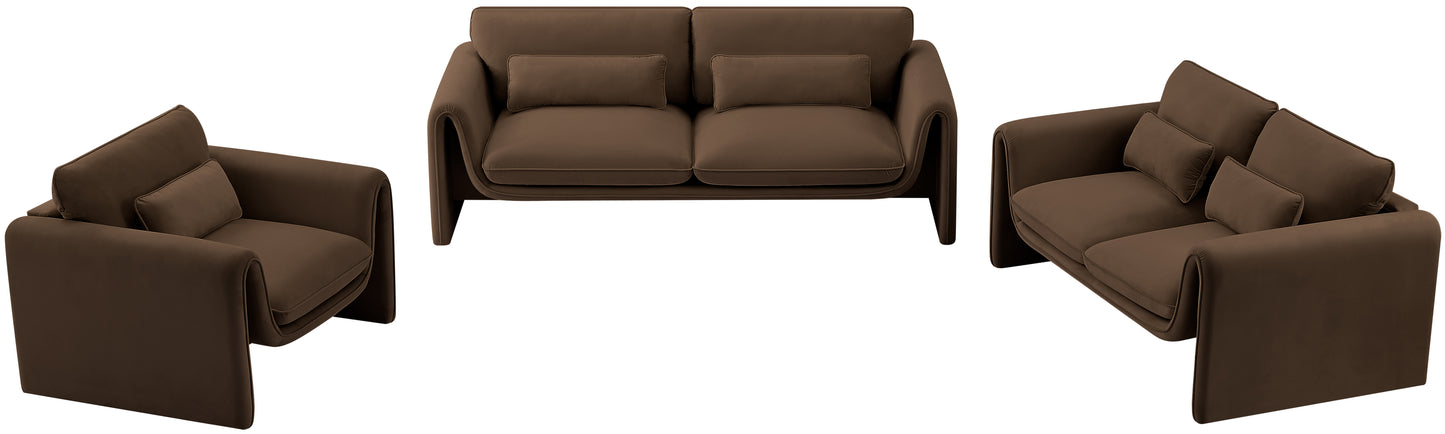 encore brown velvet fabric loveseat l