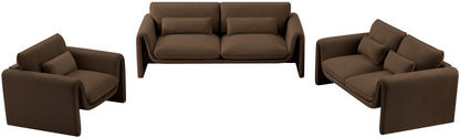 Encore Brown Velvet Fabric Loveseat L