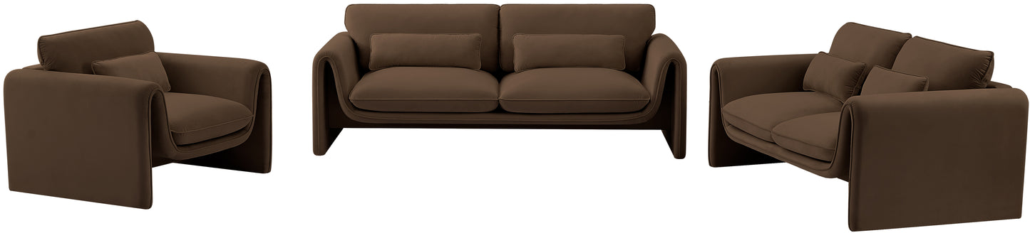 encore brown velvet fabric loveseat l