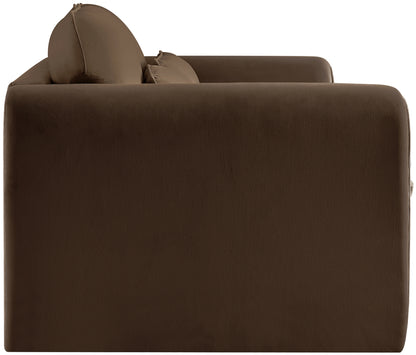 Encore Brown Velvet Fabric Loveseat L