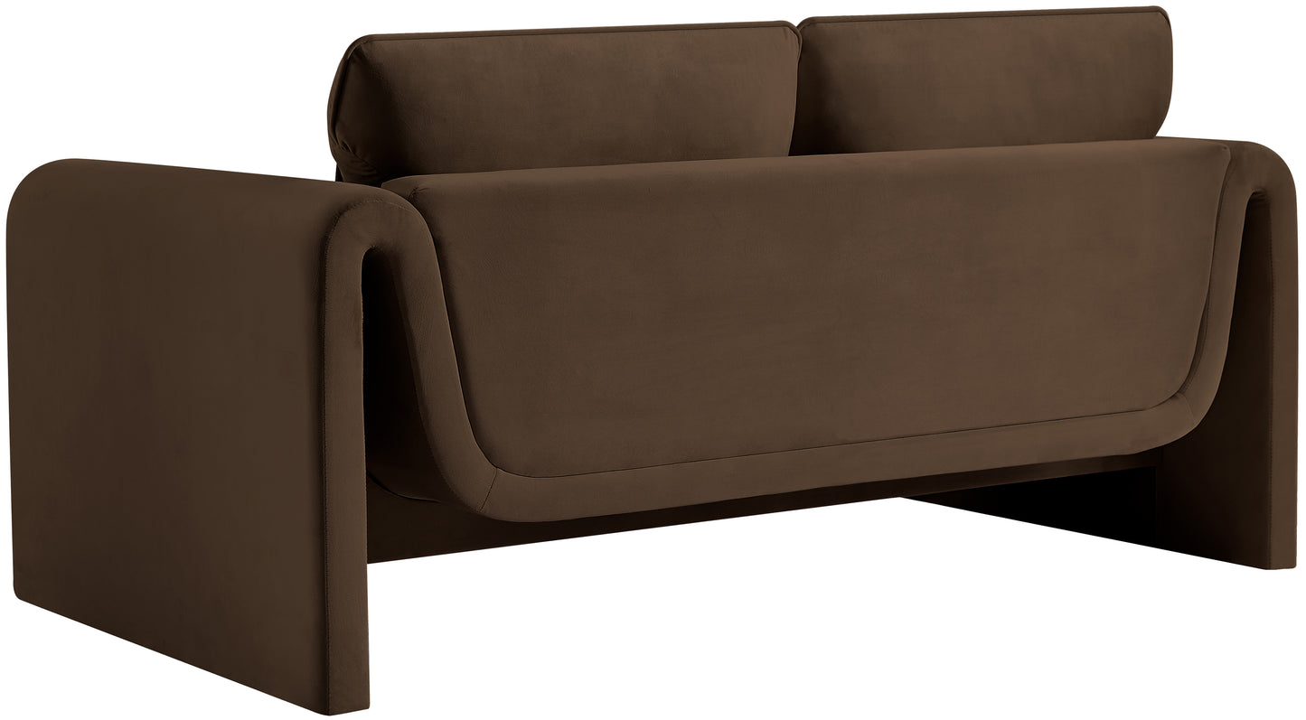 encore brown velvet fabric loveseat l