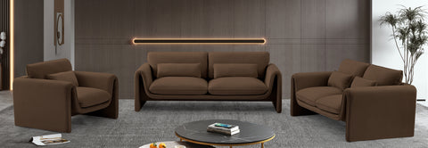 Bellamy 64" Brown Velvet Upholstered Loveseat, 1 Piece