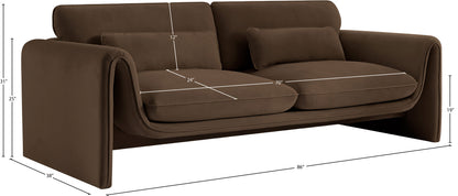 Encore Brown Velvet Fabric Sofa S