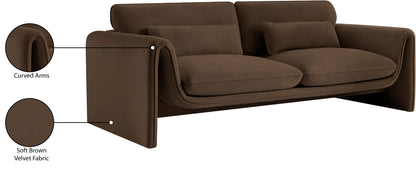 Encore Brown Velvet Fabric Sofa S