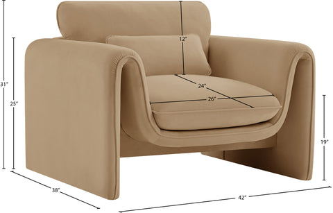Encore Camel Velvet Fabric Chair C