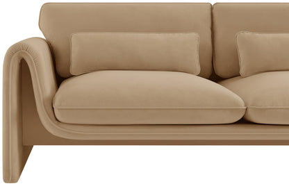 Encore Camel Velvet Fabric Loveseat L