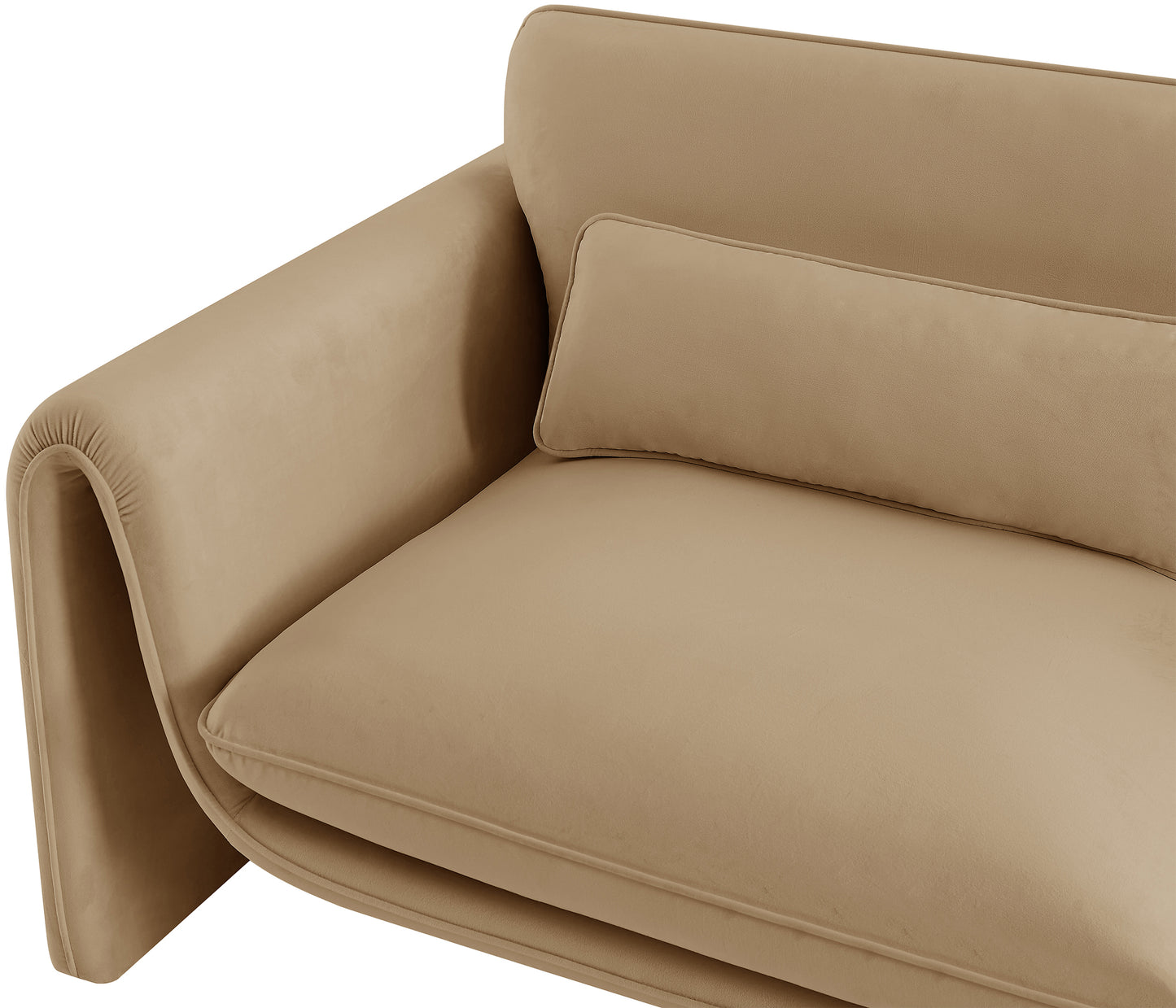 encore camel velvet fabric loveseat l