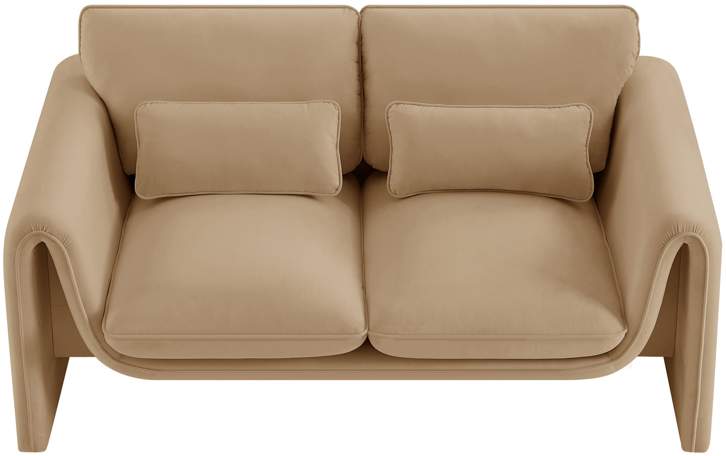 encore camel velvet fabric loveseat l