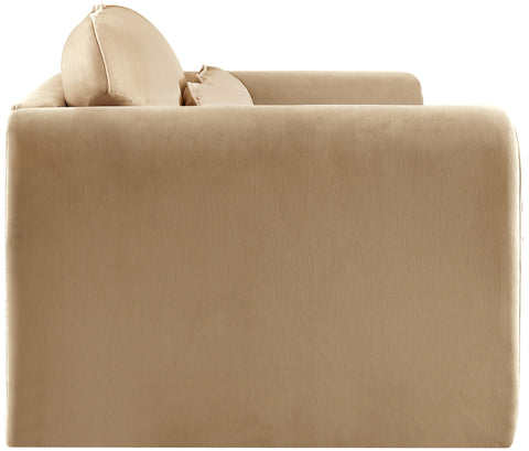 Encore Camel Velvet Fabric Loveseat L