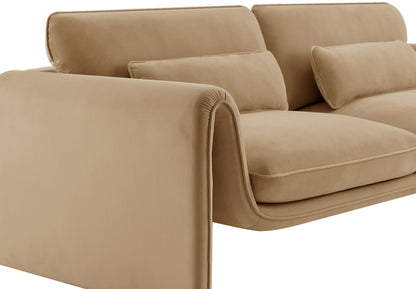 Encore Camel Velvet Fabric Loveseat L