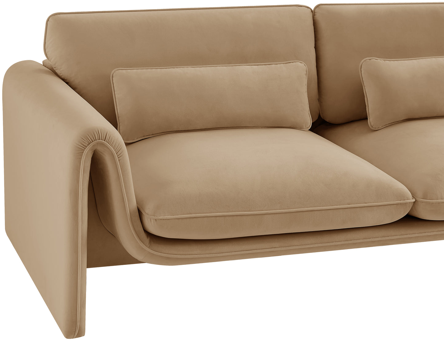 encore camel velvet fabric loveseat l