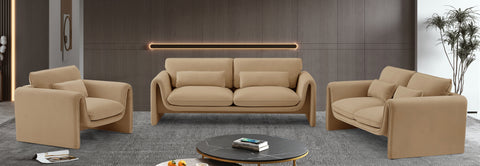 Bellamy 64" Camel Velvet Upholstered Loveseat, 1 Piece