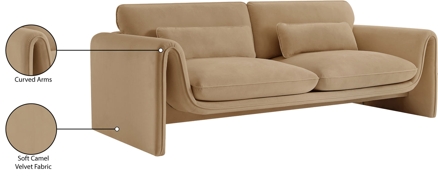 encore camel velvet fabric sofa s