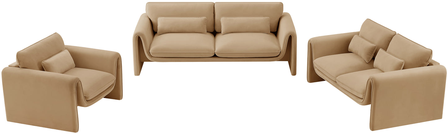 encore camel velvet fabric sofa s