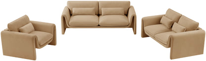 Encore Camel Velvet Fabric Sofa S