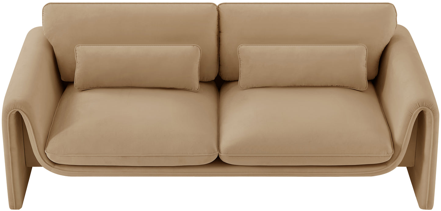 encore camel velvet fabric sofa s