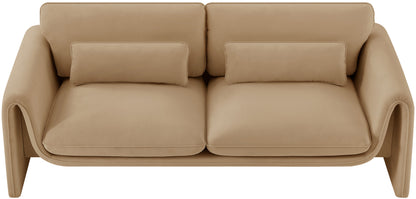 Encore Camel Velvet Fabric Sofa S