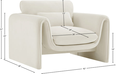 Encore Cream Velvet Fabric Chair C