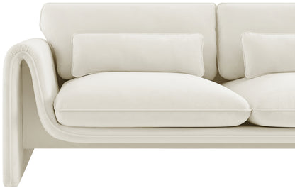 Encore Cream Velvet Fabric Loveseat L