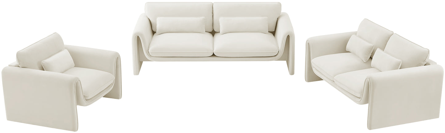 encore cream velvet fabric loveseat l