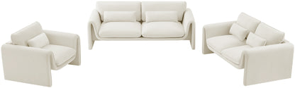 Encore Cream Velvet Fabric Loveseat L