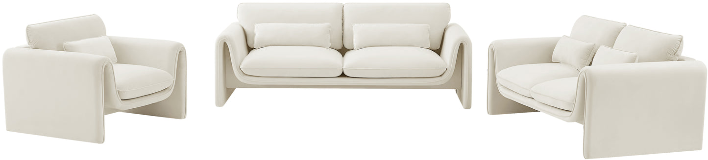 encore cream velvet fabric loveseat l