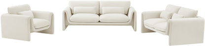 Encore Cream Velvet Fabric Loveseat L