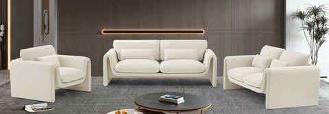 Encore Cream Velvet Fabric Loveseat L