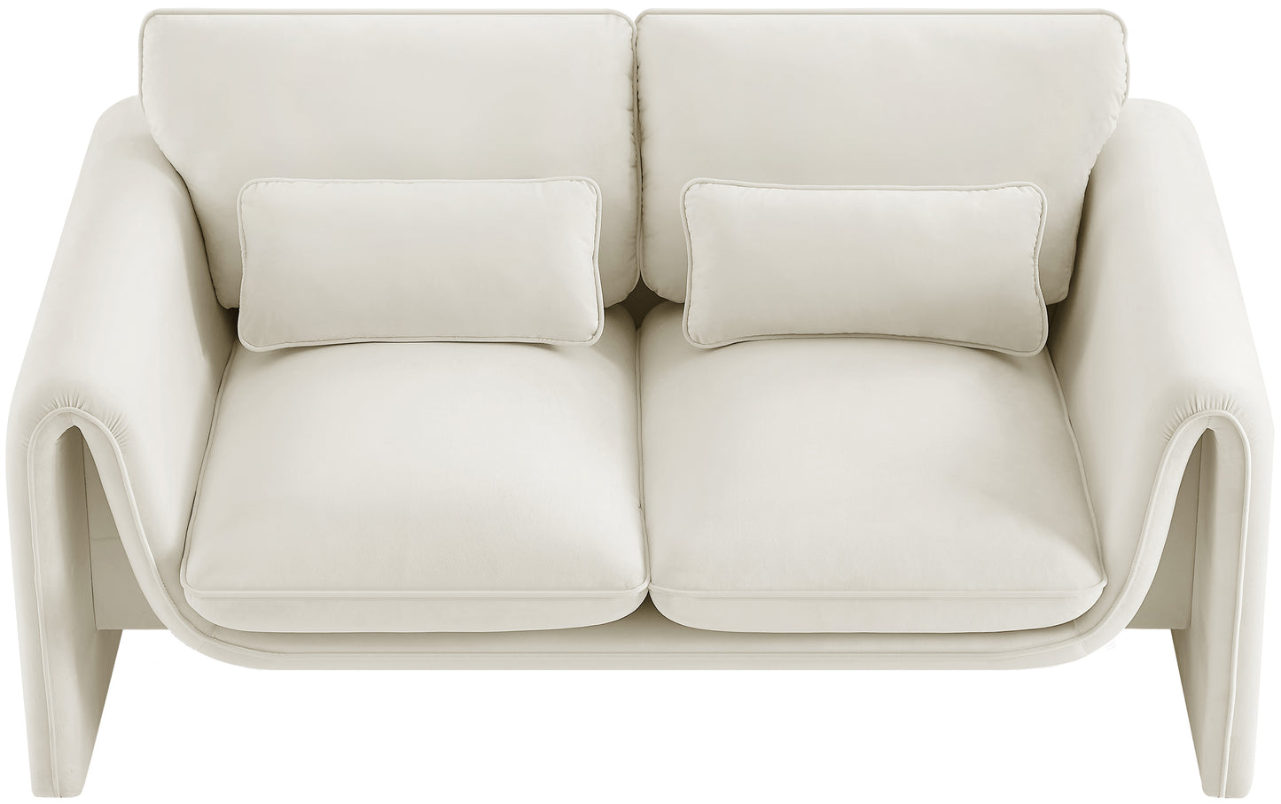 encore cream velvet fabric loveseat l