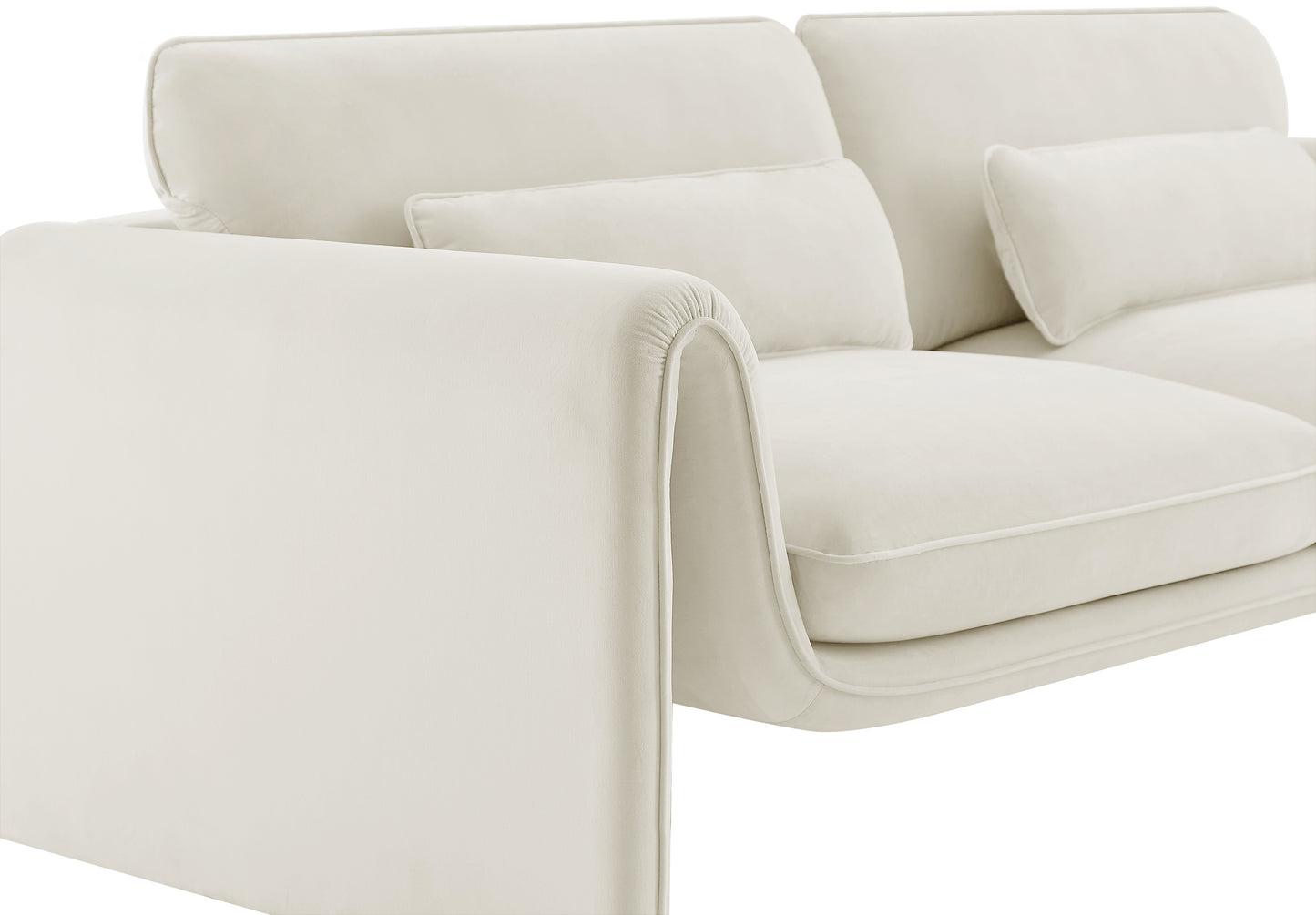 encore cream velvet fabric loveseat l