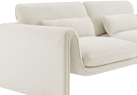 Encore Cream Velvet Fabric Loveseat L