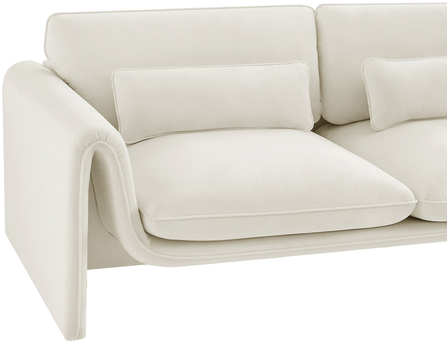 encore cream velvet fabric loveseat l