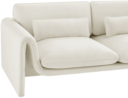 Encore Cream Velvet Fabric Loveseat L