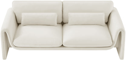 Encore Cream Velvet Fabric Sofa S