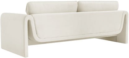 Encore Cream Velvet Fabric Sofa S