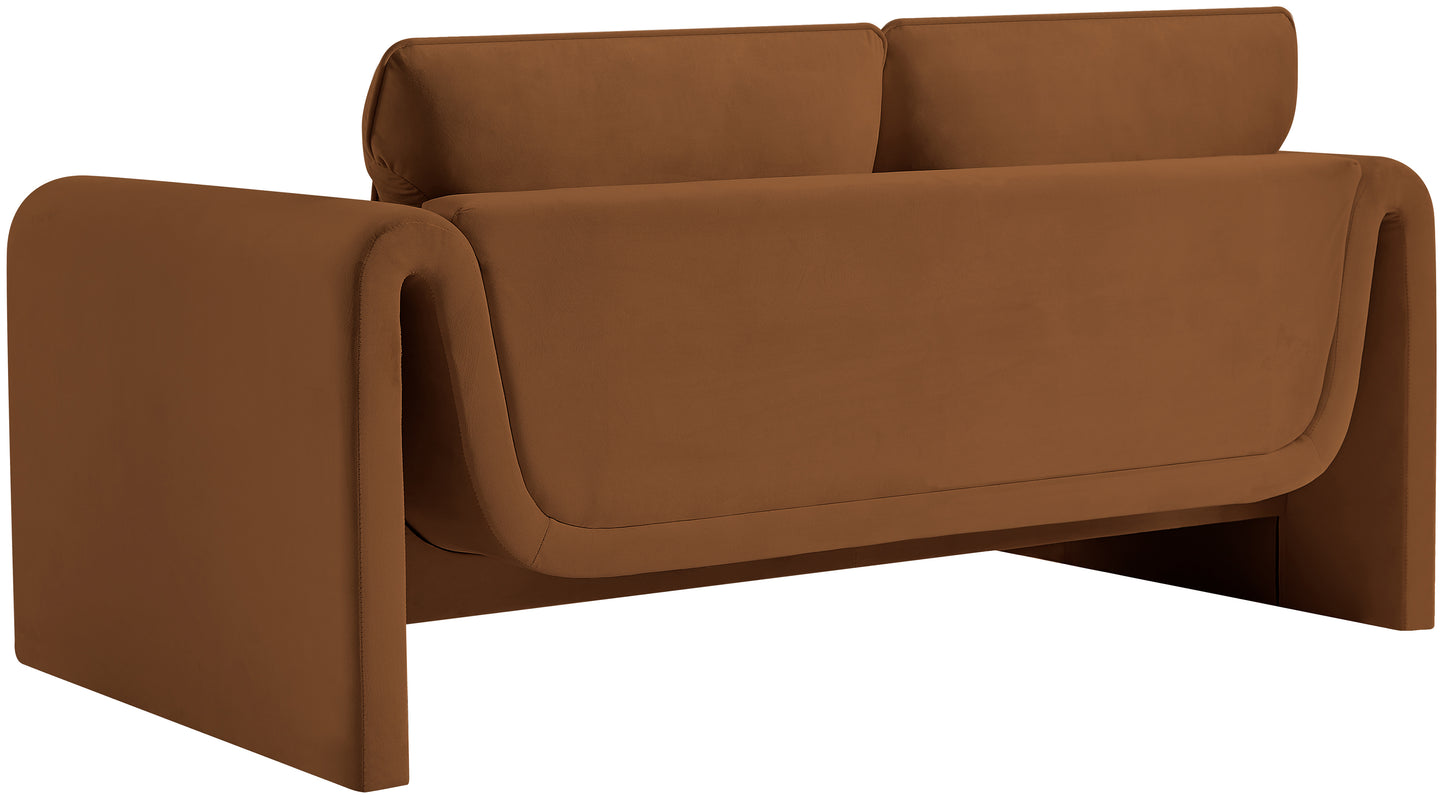 encore saddle velvet fabric loveseat l