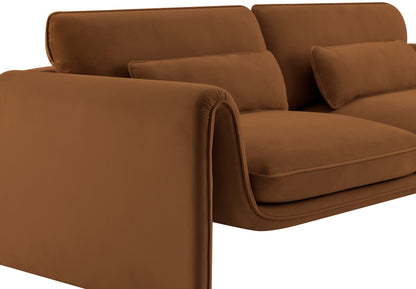 Encore Saddle Velvet Fabric Loveseat L