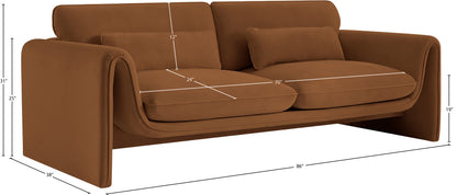 Encore Saddle Velvet Fabric Sofa S