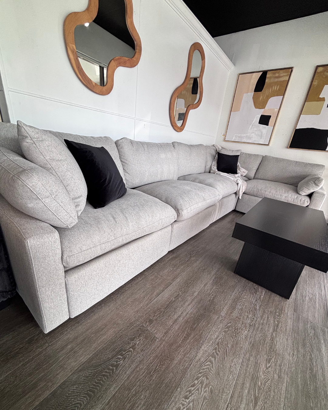 shirley power reclining gray modular sectional