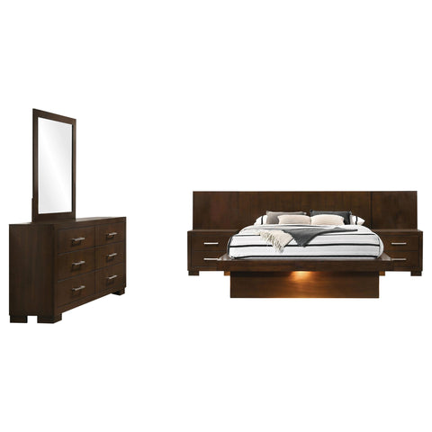 Yvette 5-piece Eastern King LED Bedroom Set Cappuccino