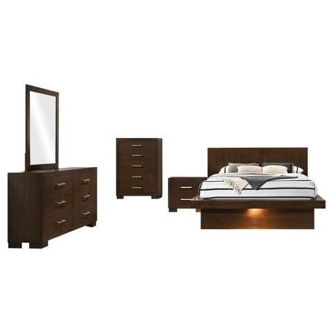 Vicente 5-piece Eastern King LED Bedroom Set Cappuccino