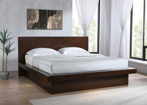 Rosalie Wood Eastern King LED Panel Bed CappuccinoCappuccino