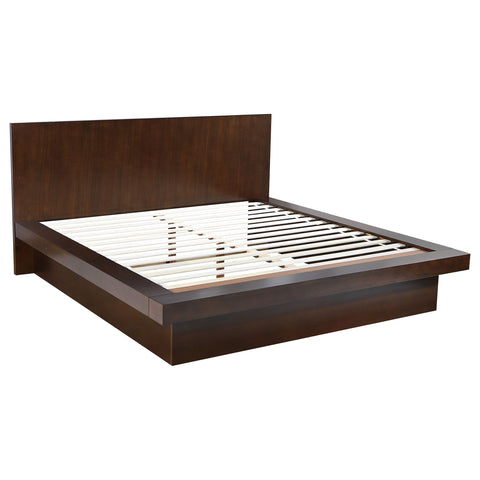 Rosalie Wood Eastern King LED Panel Bed CappuccinoCappuccino