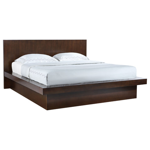 Rosalie Wood Eastern King LED Panel Bed CappuccinoCappuccino