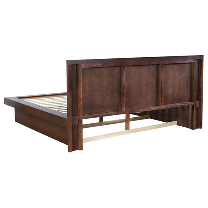 Rosalie Wood Eastern King LED Panel Bed CappuccinoCappuccino