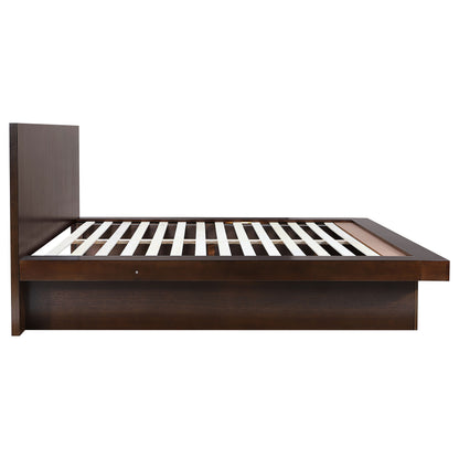 Rosalie Wood Eastern King LED Panel Bed CappuccinoCappuccino
