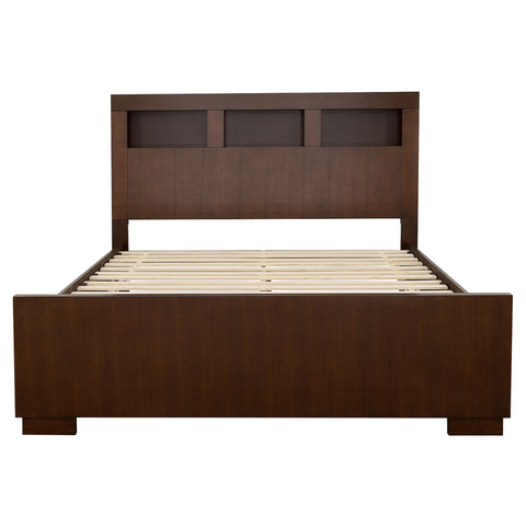 Rosalie Wood Queen LED Storage Bookcase Bed CappuccinoCappuccino